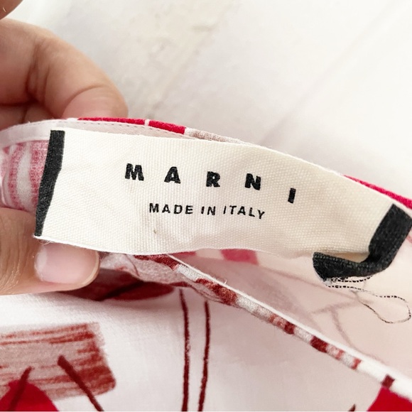 MARNI Geometric Abstract Print Linen Cotton Blend Mini Skirt Size 4-6 Waist 28” - Picture 9 of 9